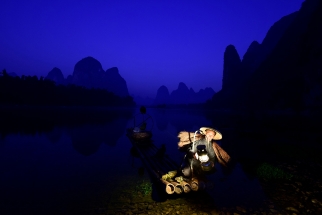 Chinese Cormorant Fisherman. dawn. Xingping Guilin