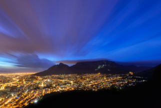 Table Mountain, beautiful photo, night, twilight, colourful, dramatic