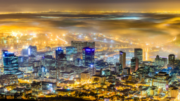 Dramatic sea mist Cape Town city, amazing, surreal