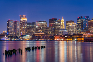 Boston Skyline at night with piers, beautiful, amazing, awesome