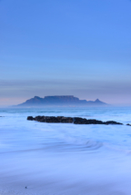 Soft blue colours with Table Mountain before sunrise