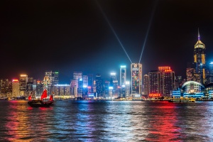 Red, White & Blue lights Hong Kong