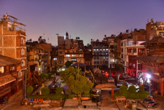 Kathmandu, residential square at night
