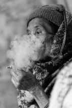 Candid street smoker, Nepal