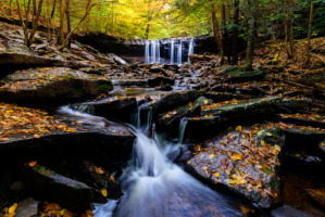 Beautiful waterfall Rickets Glen during Fall 