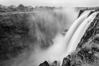 Dramatic Vic Falls, Black and white, Zambian side