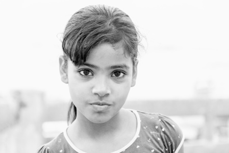 Attitude street girl, portrait, monochrome, black and white, Varanasi
