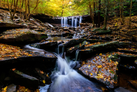 Rickets Glenn, USA Beautiful waterfall Rickets Glen during Fall