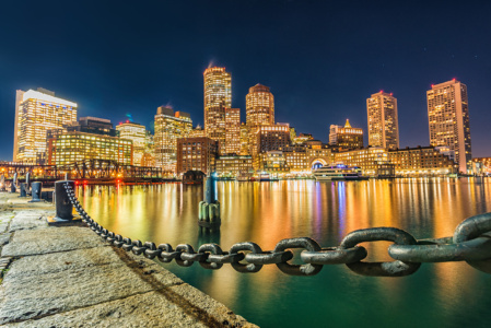 Boston Fan park Boston Fan Park chains at night